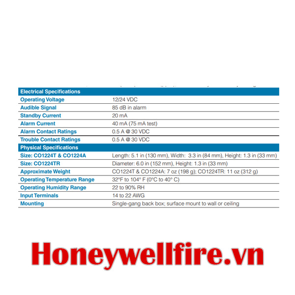 CO1224T Đầu báo khí CO, System Sensor