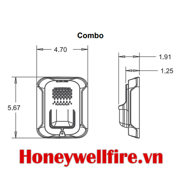 P2RL Còi đèn báo cháy kết hợp gắn tường màu đỏ loại hai dây, System Sensor
